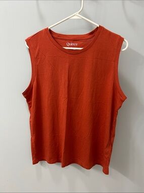 Quince Women's Dark Orange Sleeveless Crewneck Tank